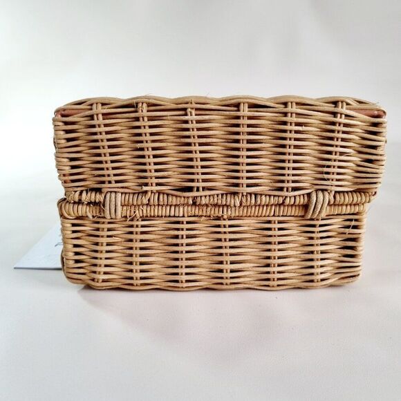 CHANTAL Paris Wicker Handbag - Natural Rattan with Black Bead Handle - NEW - Picture 6 of 9